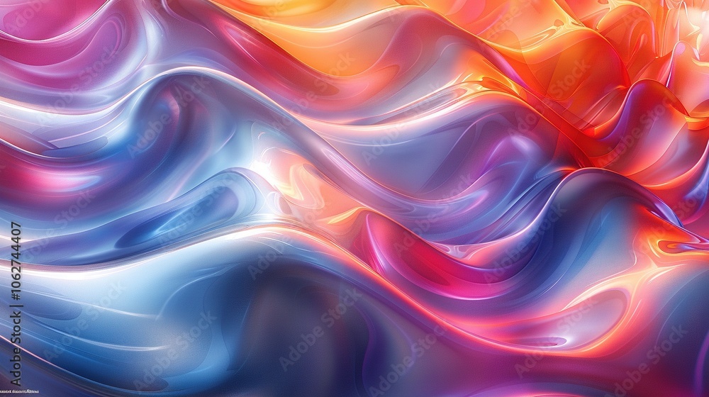 Poster a vibrant, abstract wave pattern showcasing smooth, flowing colors in a dynamic composition.