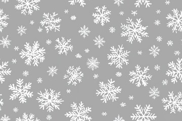 White Snowflake Line Art on Light Gray.