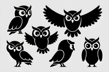 Stylized Owl Silhouettes in Vector for Craft Projects