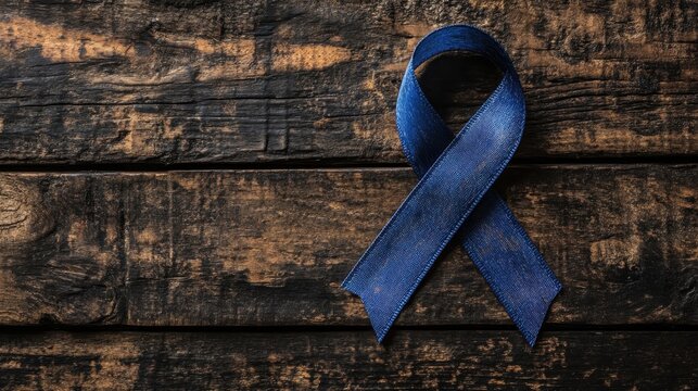 Blue ribbon symbolizing human trafficking awareness and solidarity - Powered by Adobe