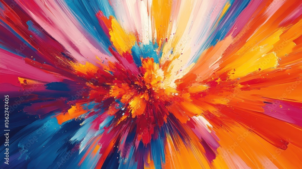 Poster vibrant explosion graphic with bold colors creating a dynamic visual impact.