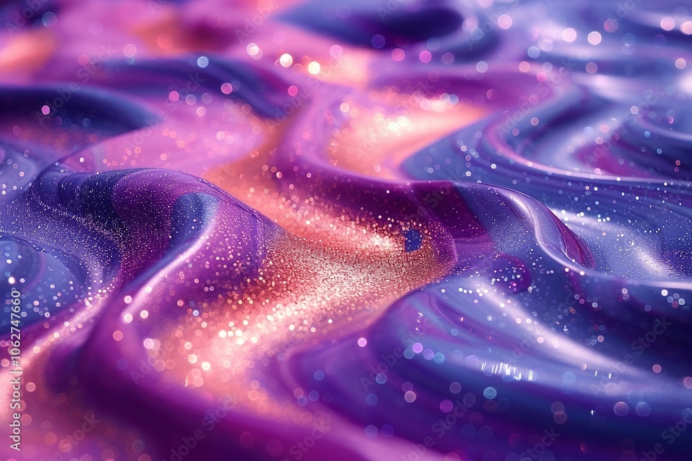 Poster abstract colorful waves with glitter creating a dreamy, textured surface.