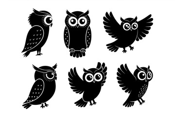 Naklejka premium Adorable Owl Silhouettes in Vector Format for Designers