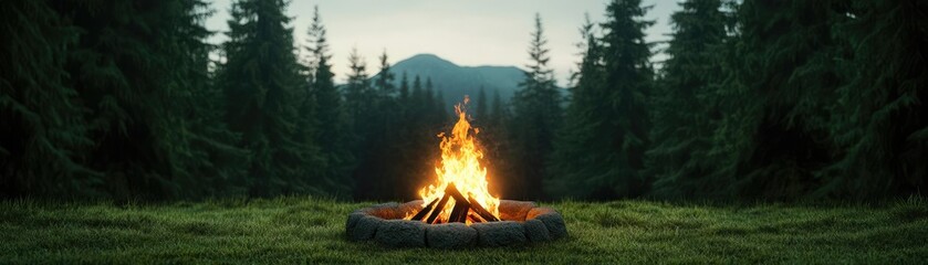 A peaceful forest setting with a pyre burning, accompanied by heartfelt words telling the story of a life well-lived