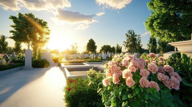 A peaceful cemetery with an open interment plot, ready for the final phase of a dignified funeral service
