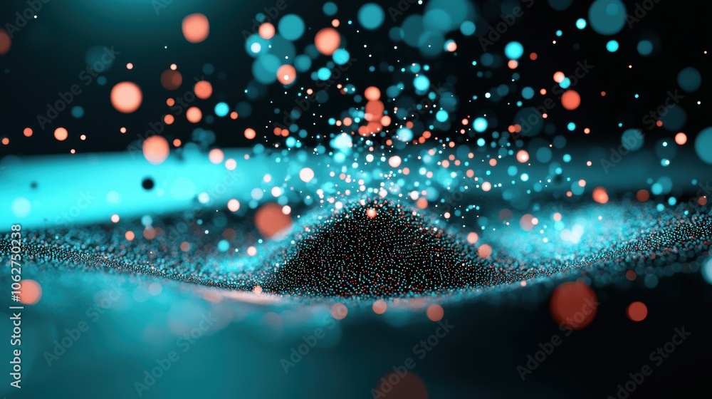 Poster a 3d visualization of big data with data points forming a swirling galaxy of information, highlighti