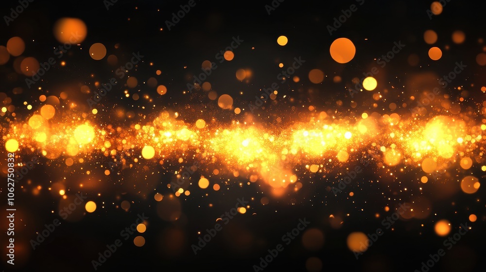 Poster yellow glow particle abstract bokeh background