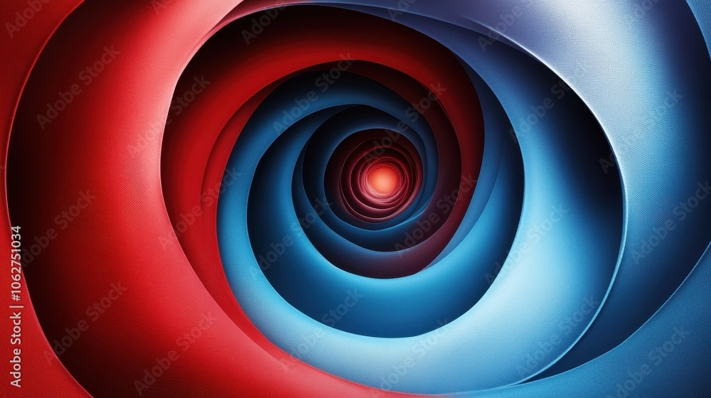 Poster red and blue spiral. circle orbit rotation. abstract background with space for text.