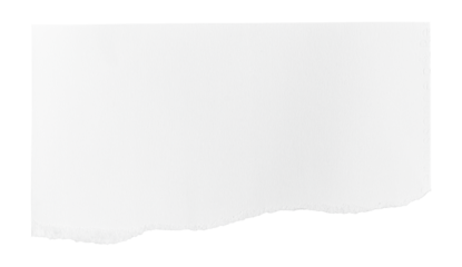 White ripped piece of paper isolated on transparent background PNG file
