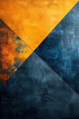 Abstract geometric design with contrasting orange and blue sections.
