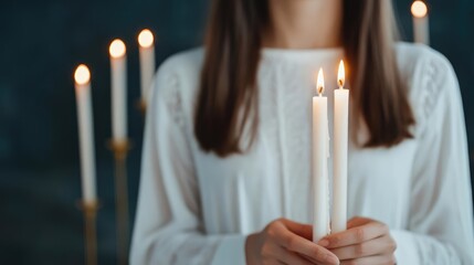 Christians lighting candles in homage to saints, All Saints Day devotion, sainthood celebrated in a sacred church, spiritual warmth and serene atmosphere