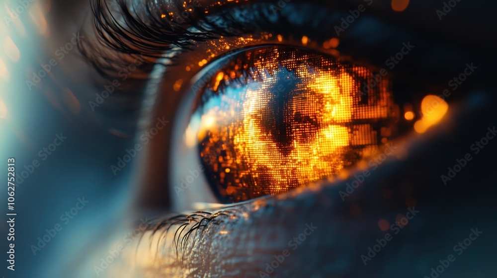 Poster generative ai image of cybernetic eye close-up