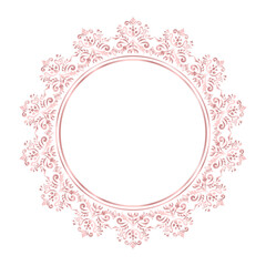 Damask Round Wreath rose gold circular round ornament floral Abstract pattern, Classic Victorian traditional style, illustration Vintage Design, Flower frames, Mandala, Antique, Moroccan frame