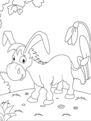 Donkey Coloring Pages For Kids. Coloring book.