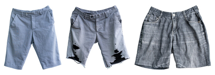 Collection of men shorts pant isolated on transparent background, PNG File