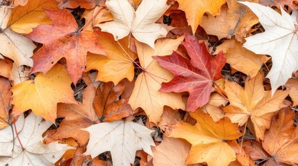 Obraz premium Colorful autumn leaves on the ground, nature background.