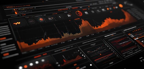 Fototapeta premium Three-dimensional rendering of a risk management panel with critical alerts.