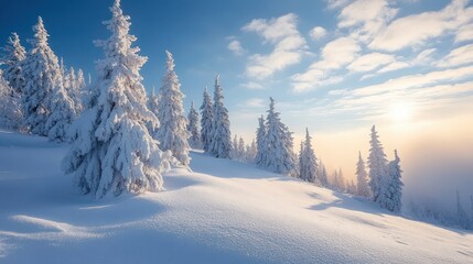 winter landscape with snow covered trees