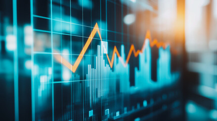 charts and graphs with statistics to innovation analyze business potential and forecast future development of companies growth.