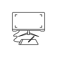 Outline Icon adjustment Pen Tablet area with monitor