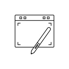 Outline Icon pen tablet with stylus