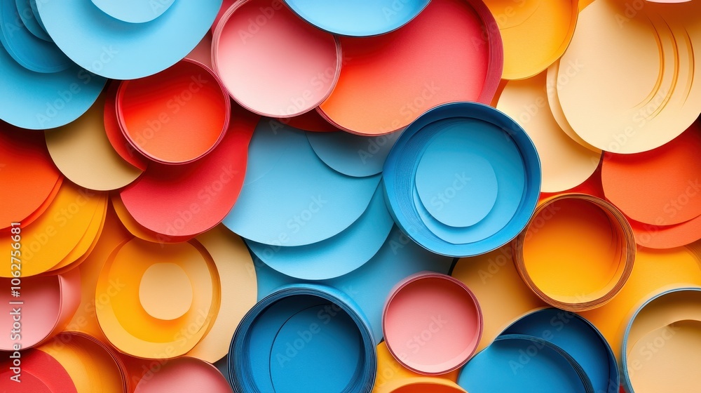 Poster abstract colorful paper shapes in close-up view