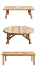 wooden table isolated on transparent background