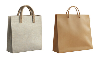 paper bag and fabric bag isolated on transparent background