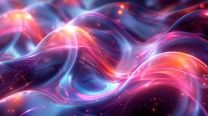 Obraz premium Abstract waves of vibrant colors and light create a dynamic, flowing visual experience.
