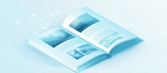 Simple line icon illustrating a brochure with open pages and content.