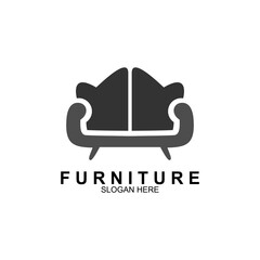 Furniture logo design with creative concept. Vintage sofa vector illustration.