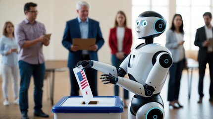 Fototapeta premium Advanced robot voting favorite candidate