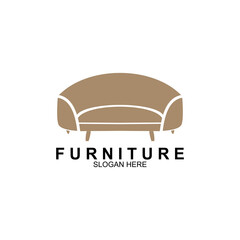 Furniture logo design with creative concept. Vintage sofa vector illustration.