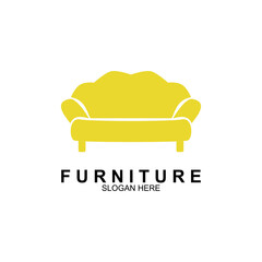 Furniture logo design with creative concept. Vintage sofa vector illustration.