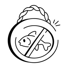 No fishing icon in hand drawn style

