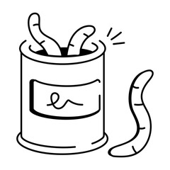 Worms tin icon in hand drawn style

