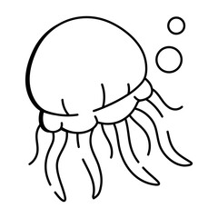 Sea jelly icon in sketchy style

