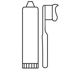 Tooth brush and paste vector