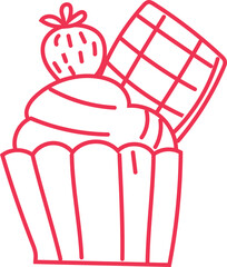 Valentine cupcake on white background. Vector illustration.