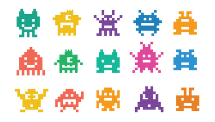 Set pixel monster basic © Cre8iveVector