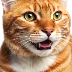 Surprised orange cat isolated on white background 