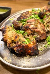 Close-Up of Indian Chicken Black Pepper Tandoori Pieces – Flavorful Grilled Chicken