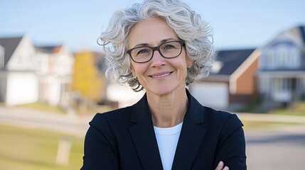 Fototapeta premium Confident Businesswoman in Modern Suburbia