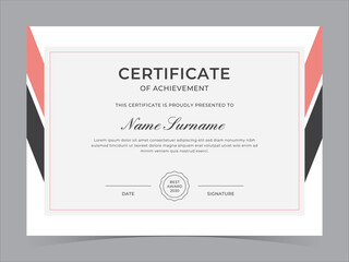 Modern Certificate Template Vector Design. Achivement certificate or diploma design
