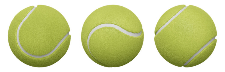 Tennis balls isolated on transparent background. 3D illustration.