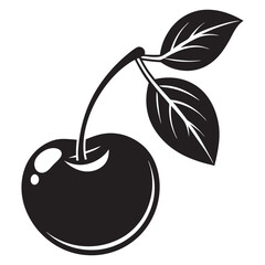 Cherry Silhouette Icon Fresh and Fruity Vector Design