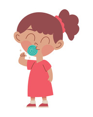 cartoon girl eating candy