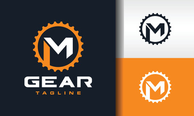 letter M gear bicycle logo