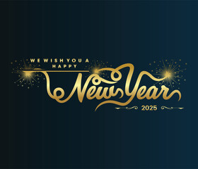 Luxury 2022 happy new year elegant design, Realistic new year illustration, A christmas card with gold glitter and a gold star on it.