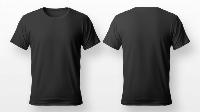 Black male t-shirt front and back views mockup